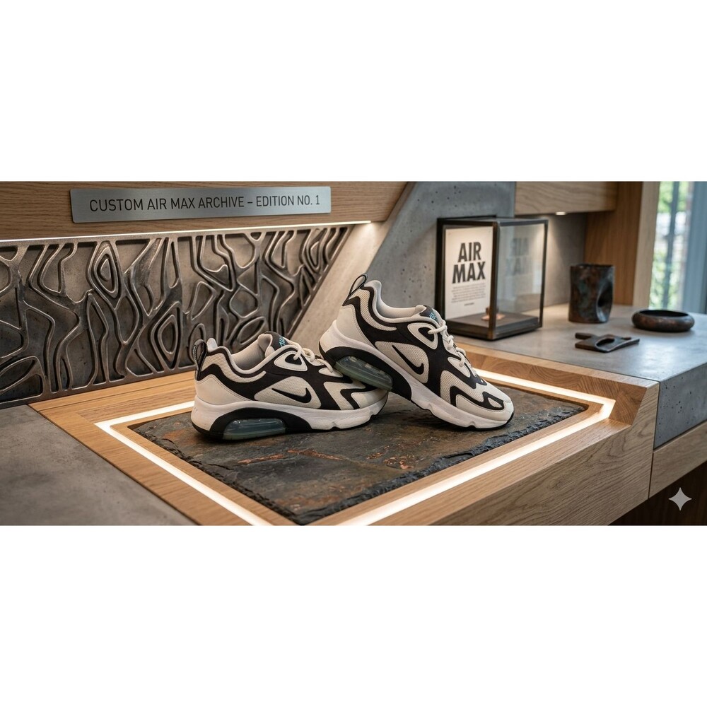 Nike Air Max 200 Women’s Running Shoes White Black AT6175‑105 Cushioned Air